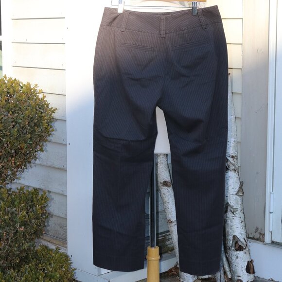 Cabi Charcoal Grey w Blue Stripe Stretch Poly Cotton Blend Ankle Pants Sz 10 - Picture 3 of 5